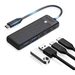 Orico 4 Portlu Type-C To USB 3.0 / Type-C Pd 100W Yüksek Hızlı 5gbps Hub Çoklayıcı Siyah