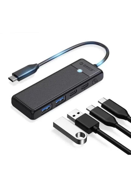 Orico 4 Portlu Type-C To USB 3.0 / Type-C Pd 100W Yüksek Hızlı 5gbps Hub Çoklayıcı Siyah