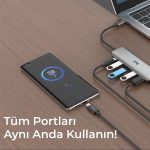 Bix BX07HB 5in1 Type-C Hub 4x USB 3.0, PD Şarj Macbook Uyumlu Çoklayıcı Adaptör - Görsel 3