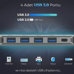 Bix BX07HB 5in1 Type-C Hub 4x USB 3.0, PD Şarj Macbook Uyumlu Çoklayıcı Adaptör - Görsel 4