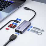 DM CHB059 Type-C To 4K HDMI 2*usb-A Pd 60W Sd ve Micro Sd Kart Okuyucu Çoklayıcı Hub - Görsel 3
