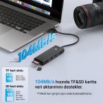 USB 3.0 To 3.0 Tf Sd Kart Okuyucu 3 Portlu USB 3.0 Çoklayıcı Adaptör Siyah - Görsel 3