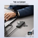 USB 3.0 To 3.0 Tf Sd Kart Okuyucu 3 Portlu USB 3.0 Çoklayıcı Adaptör Siyah - Görsel 5
