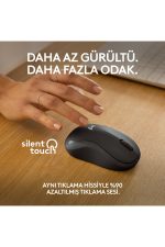 M240 Sessiz Kompakt Kablosuz Bluetooth Mouse - Siyah - Görsel 3