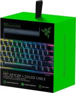 Razer PBT Tuş Kapağı Yükseltme Seti Sarmal Kablolu - Arka Işık Uyumlu (Parlamaya Dayanıklı Malzeme, Ultra İnce Yazı Tipi ile Çift Katlı Kalıplama, Sarmal Kablo) ABD Düzeni | Siyah