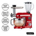 SM50 Kırmızı LED Ekranlı Hamur Mayalama Kıyma Çekme Blender 2000W 6,5 Litre Stand Mikser Mutfak Şefi Hamur Yoğurma Makinesi - Görsel 2