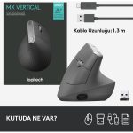 Logitech MX Vertical Gelişmiş Ergonomik Dikey Mouse - Siyah - Görsel 9